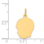 14k Plain Medium .009 Gauge Facing Left Engravable Boy Head Charm - Image 2
