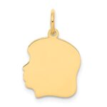 14k Plain Medium .018 Gauge Facing Left Engravable Girl Head Charm