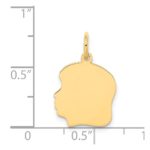 14k Plain Medium .035 Gauge Facing Left Engravable Girl Head Charm - Image 2