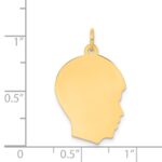 14k Plain Medium .011 Gauge Facing Right Engravable Boy Head Charm - Image 2