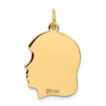 14k Plain Medium .027 Gauge Facing Right Engravable Girl Head Charm - Image 3