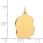 14k Plain Medium .013 Gauge Facing Right Engravable Girl Head Charm - Image 2