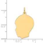 14k Plain Medium .035 Gauge Facing Left Engravable Boy Head Charm - Image 2