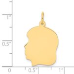 14k Plain Medium .035 Gauge Facing Left Engravable Girl Head Charm - Image 2