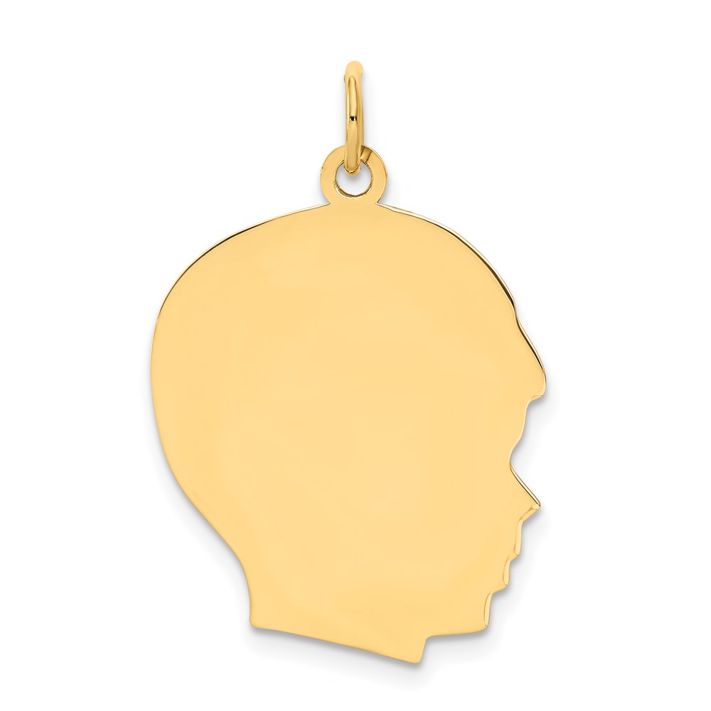 XM116-1.jpg 14k Plain Large .011 Gauge Facing Right Engravable Boy Head Charm - Image 1