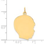 14k Plain Large .018 Gauge Facing Right Engravable Boy Head Charm - Image 2