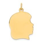 14k Plain Large .009 Gauge Facing Right Engravable Girl Head Charm