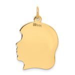 14k Plain Large .027 Gauge Facing Right Engravable Girl Head Charm - Image 3