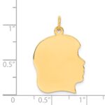 14k Plain Large .027 Gauge Facing Right Engravable Girl Head Charm - Image 2