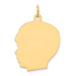 14k Plain Large .011 Gauge Facing Left Engravable Boy Head Charm