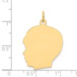 14k Plain Large .018 Gauge Facing Left Engravable Boy Head Charm - Image 2