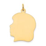 14k Plain Large .018 Gauge Facing Left Engravable Girl Head Charm