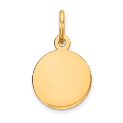 14k Plain .009 Gauge Round Engravable 10mm Disc Charm