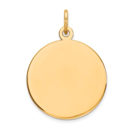 14k Plain .035 Gauge Round Engravable 18mm Disc Charm