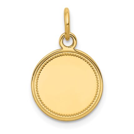 14k Plain with Zig-Zag Edge .013 Gauge Engravable Round 13mm Disc Charm