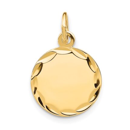 14k Etched Edge .018 Gauge Engravable Round 13mm Disc Charm