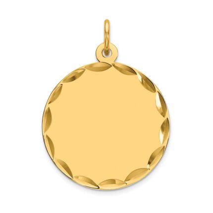 14k Etched Edge .035 Gauge Engravable Round 19mm Disc Charm