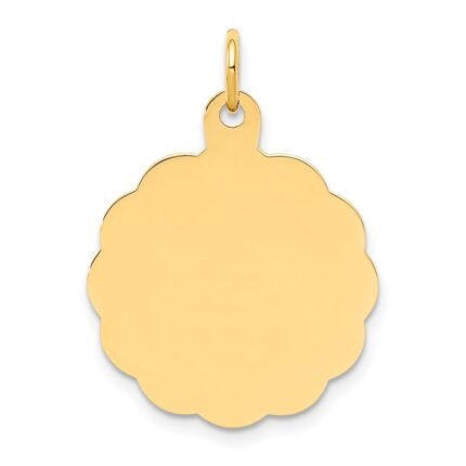 14k .018 Gauge Engravable Round Scalloped 22x19mm Disc Charm