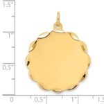 14k Etched Edge .027 Gauge Engravable Round Scalloped 28x26mm Disc Charm - Image 2