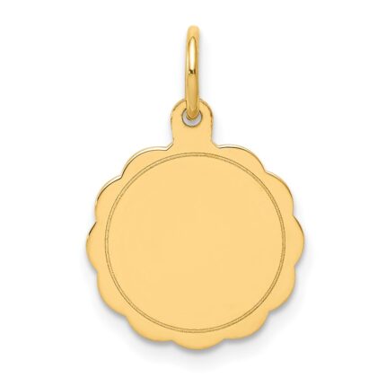 14k .011 Gauge Engravable Round Scalloped 16x13mm Disc Charm
