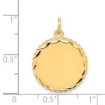 14k Etched Edge .013 Gauge Engravable Round Scalloped 20x18mm Disc Charm - Image 2