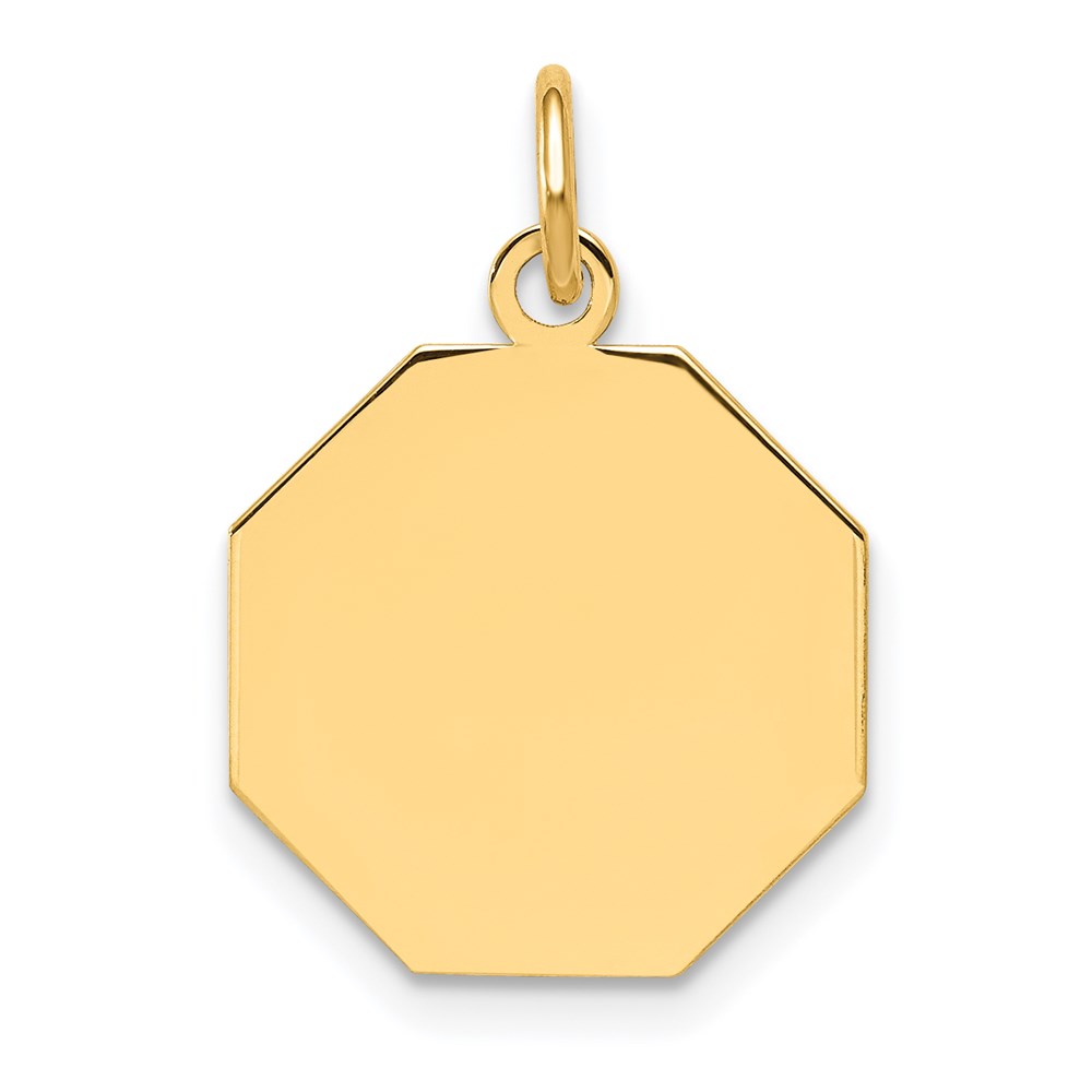 XM179-1.jpg 14k Plain .013 Gauge Engravable Octagonal 17x15mm Disc Charm - Image 1