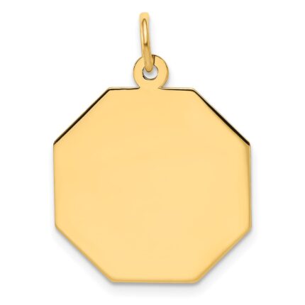 14k Plain .027 Gauge Engravable Octagonal 21x19mm Disc Charm