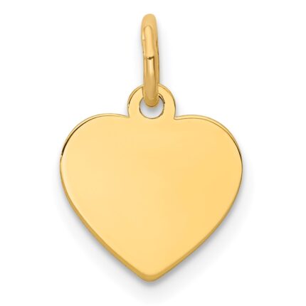 14k Plain .027 Gauge Engravable Heart 12x10mm Disc Charm