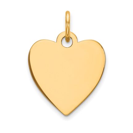 14k Plain .027 Gauge Engravable Heart 15x14mm Disc Charm