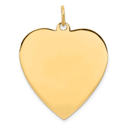 14k Plain .018 Gauge Engravable Heart 27x24mm Disc Charm