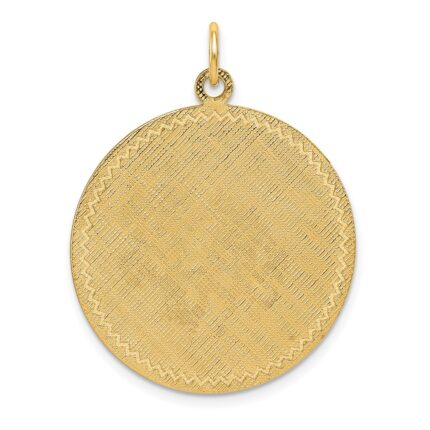 14k Patterned with Zig-Zag Edge .018 Gauge Round Engravable 29x26mm Disc with Satin Back