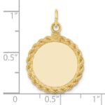14k Plain .013 Gauge Round Engravable 22x17mm Disc with Rope Edge Charm - Image 4