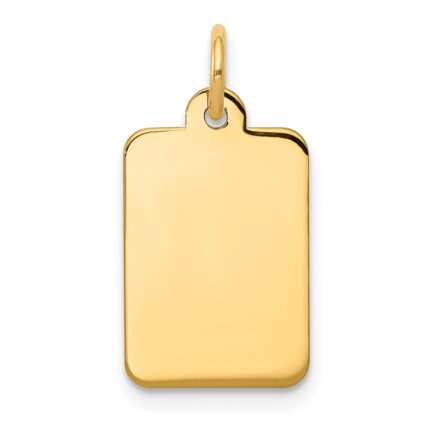 14k Plain .018 Gauge Rectangular Engravable 17x10mm Disc Charm