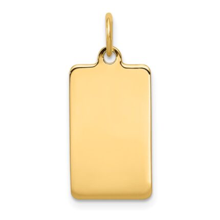14k Plain .035 Gauge Rectangular Engravable 20x11mm Disc Charm
