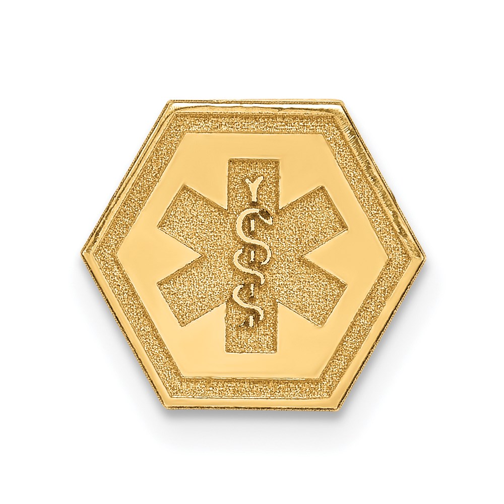 XM402N.jpg 14k 9.5mm Hexagon Non-enameled Attachable Medical Jewelry Emblem - Image 1