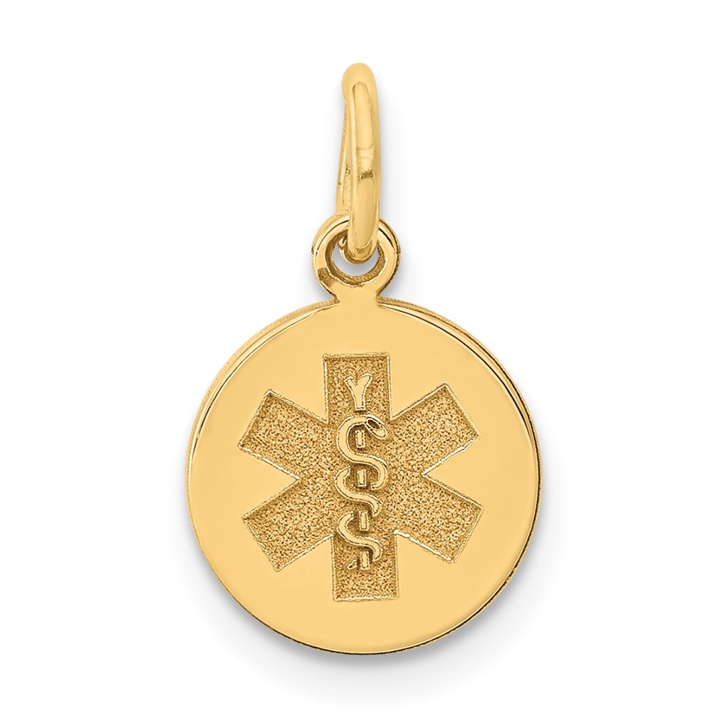 XM406N.jpg 14k 9.5mm Round Non-enameled Medical Jewelry Pendant - Image 1