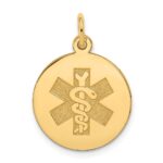 14k 16mm Round Non-enameled Medical Jewelry Pendant