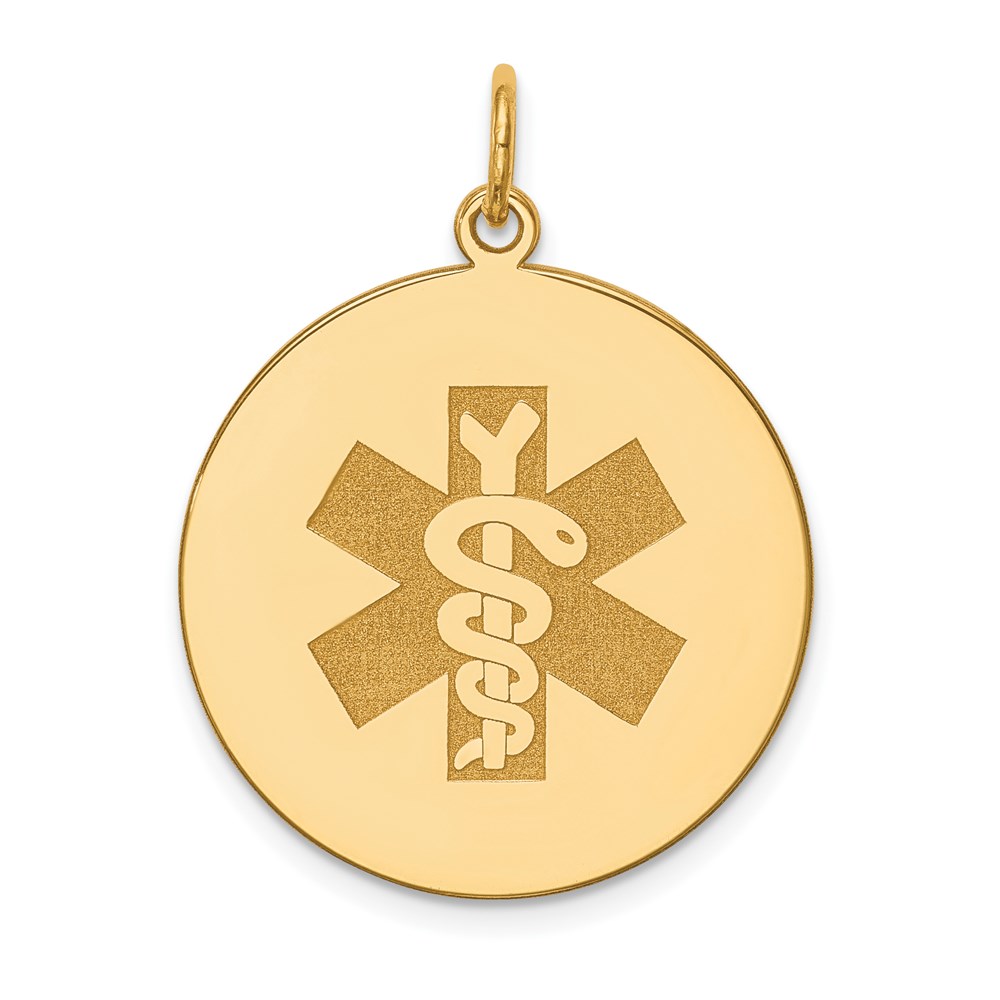XM409N.jpg 14k 22mm Round Non-enameled Medical Jewelry Pendant - Image 1