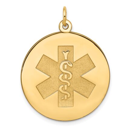 14k 25mm Round Non-enameled Medical Jewelry Pendant