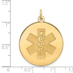 14k 25mm Round Non-enameled Medical Jewelry Pendant - Image 3