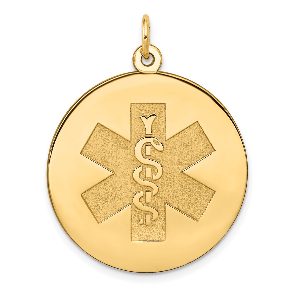 XM410N.jpg 14k 25mm Round Non-enameled Medical Jewelry Pendant - Image 1