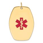 14k 36x27mm Red Enameled Medical Jewelry Pendant