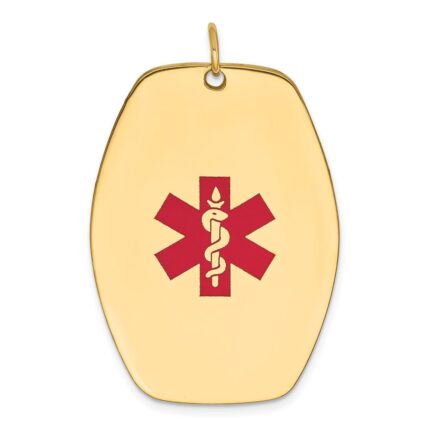 14k 36x27mm Red Enameled Medical Jewelry Pendant