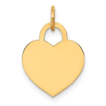 14k Plain .013 Gauge Engravable Heart 15x12mm Disc Charm