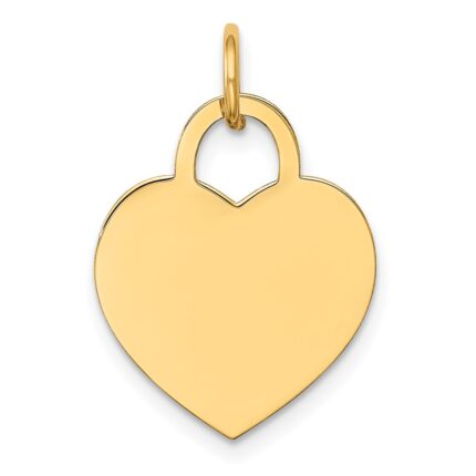 14k Plain .013 Gauge Engravable Heart 19x15mm Disc Charm