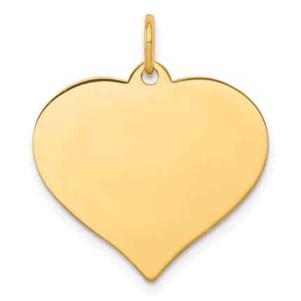 14k Plain .011 Gauge Engraveable Heart 21x20mm Disc Charm