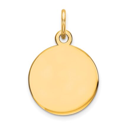 14K Plain .027 Gauge Round Engravable 11mm Disc Charm