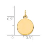 14K Plain .013 Gauge Round Engravable 11mm Disc Charm - Image 2
