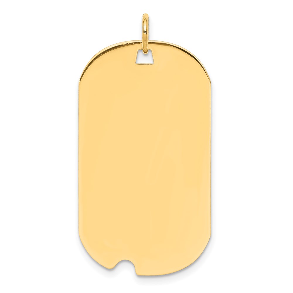 XM541-2.jpg 14k Plain .018 Gauge Engravable 34x19mm Dog Tag with Notch Disc Charm - Image 1