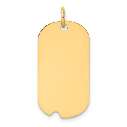 14k Plain .027 Gauge Engraveable 26x15mm Dog Tag with Notch Disc Charm